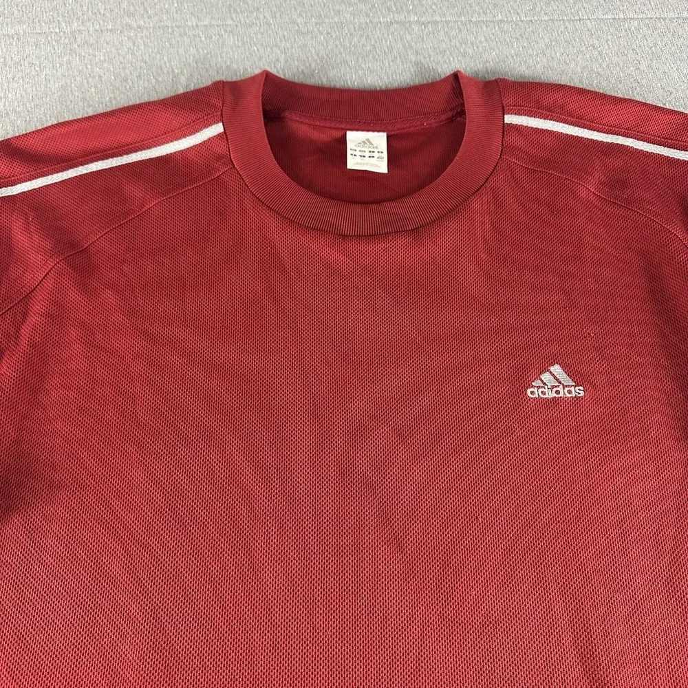 Adidas Shirt Mens 2XL Red Short Sleeve‎ Casual Workout Gym Workout Y2K VTG